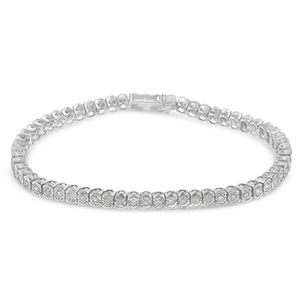 .925 Sterling Silver 1.0 Cttw Diamond Miracle-Set Cut-Circle 7" Tennis Bracelet (I-J Color, I2-I3 Clarity)
