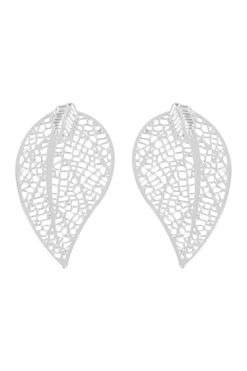 Oeb057 - Metal Leaf Filigree Post Earrings