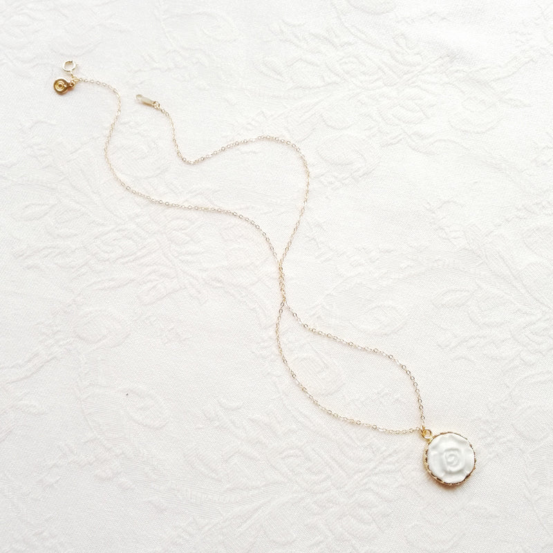 Porcelain Moonlight Rose Gold-Filled Pendant Necklace