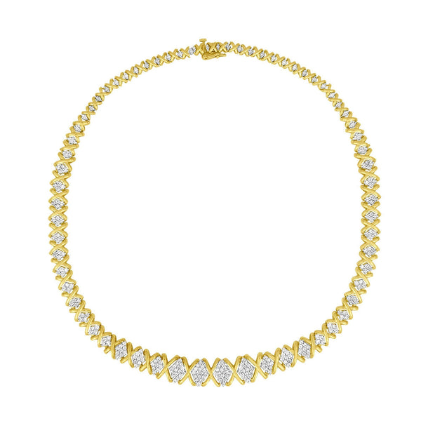10K Yellow Gold 4 Cttw Brilliant Round-Cut Diamond Graduating Riviera Statement Necklace (H-I Color, I2-I3 Clarity)