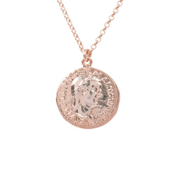 Matte Roman Coin Pendant Necklace Rosegold