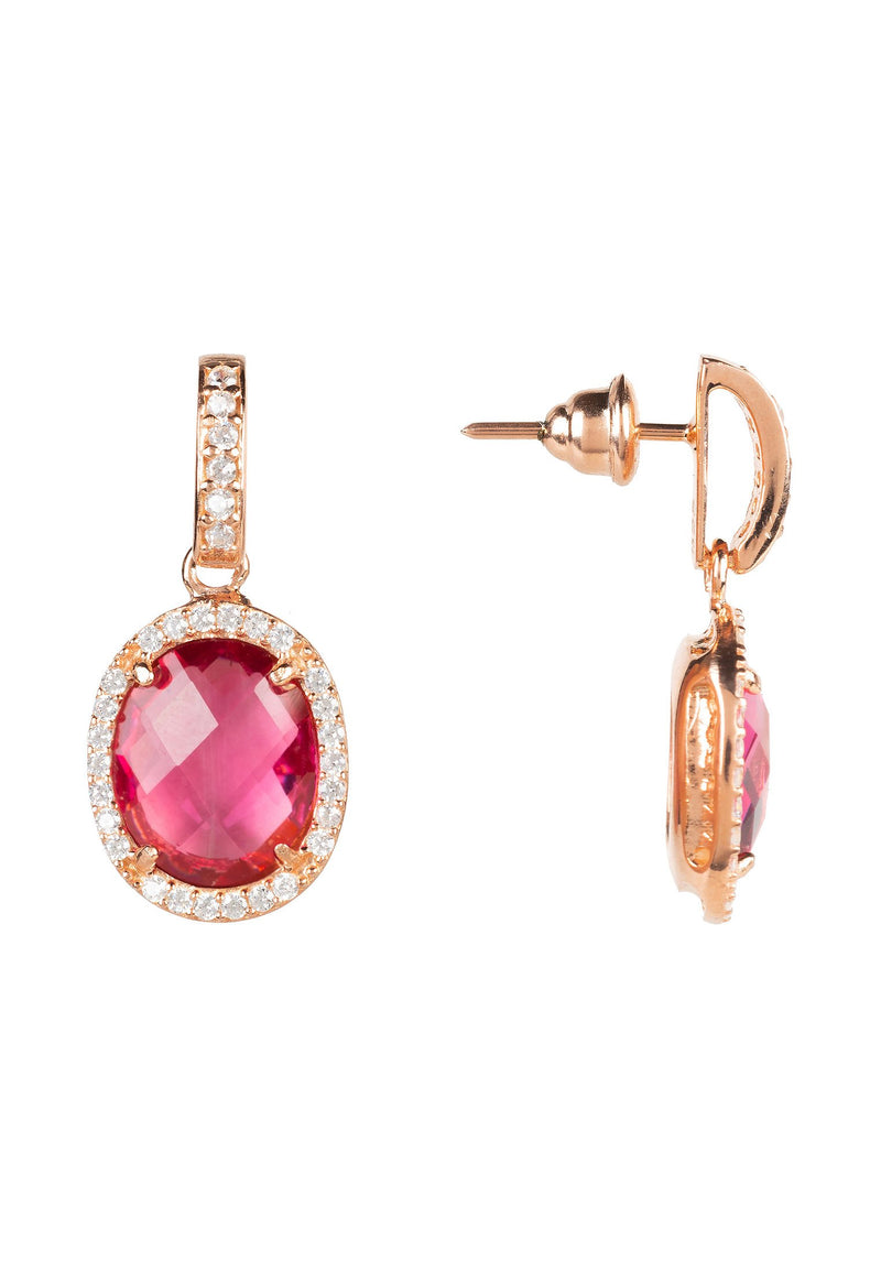 Beatrice Oval Gemstone Drop Earring Rose Gold Pink Tourmaline