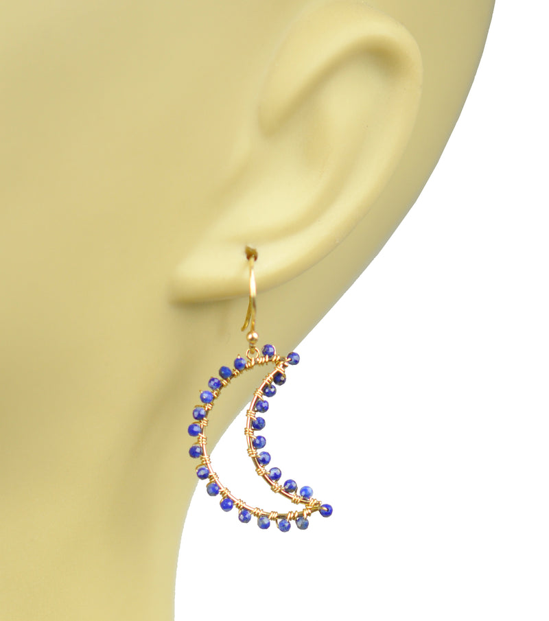 Lapis Lazuli Crescent Moon Earrings