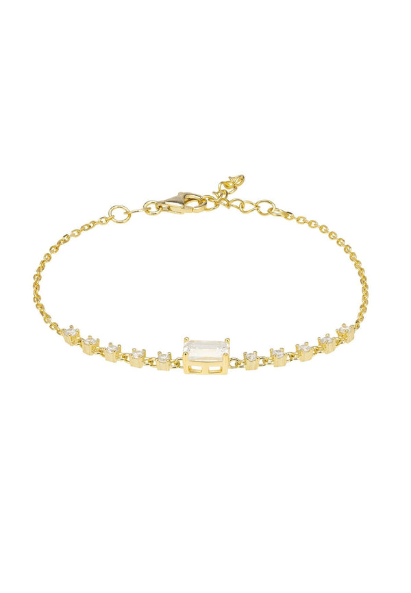 Claudia Gemstone Bracelet Gold Clear Quartz