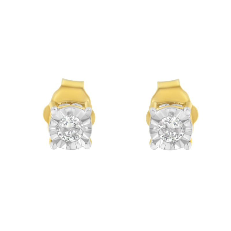 Yellow Plated Sterling Silver Diamond Stud Earring (1/4 Cttw, I-J Color, I2-I3 Clarity)