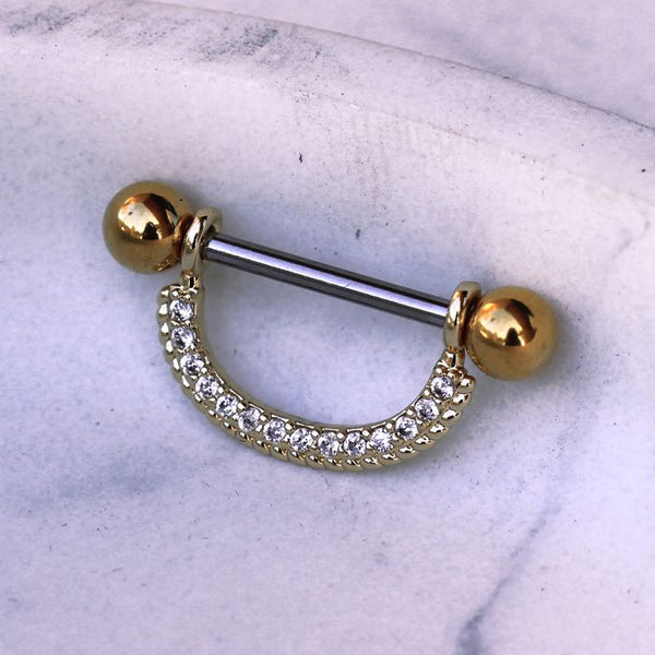 Gold Plated Ornate Multi Jeweled Nipple Shield