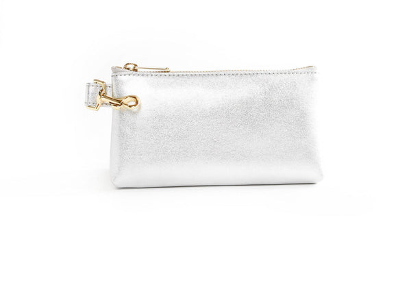 Stunning Silver PREMIUM LEATHER IT BAG • Pouch