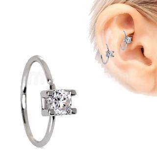 316L Stainless Steel Prong Set CZ Cartilage Earring