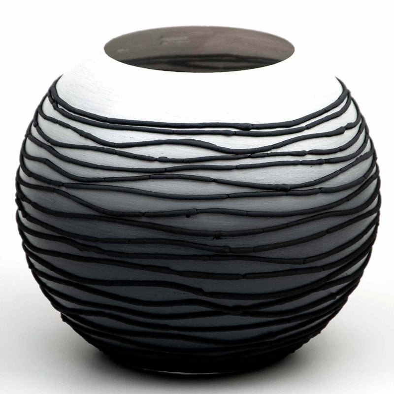 Handpainted Glass Vase for Flowers | Painted Art Glass Round Waves Vase | Interior Design Home Room Decor | Table Vase 6