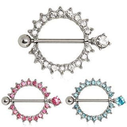 316L Surgical Steel Nipple Ring With Multi CZ Ring