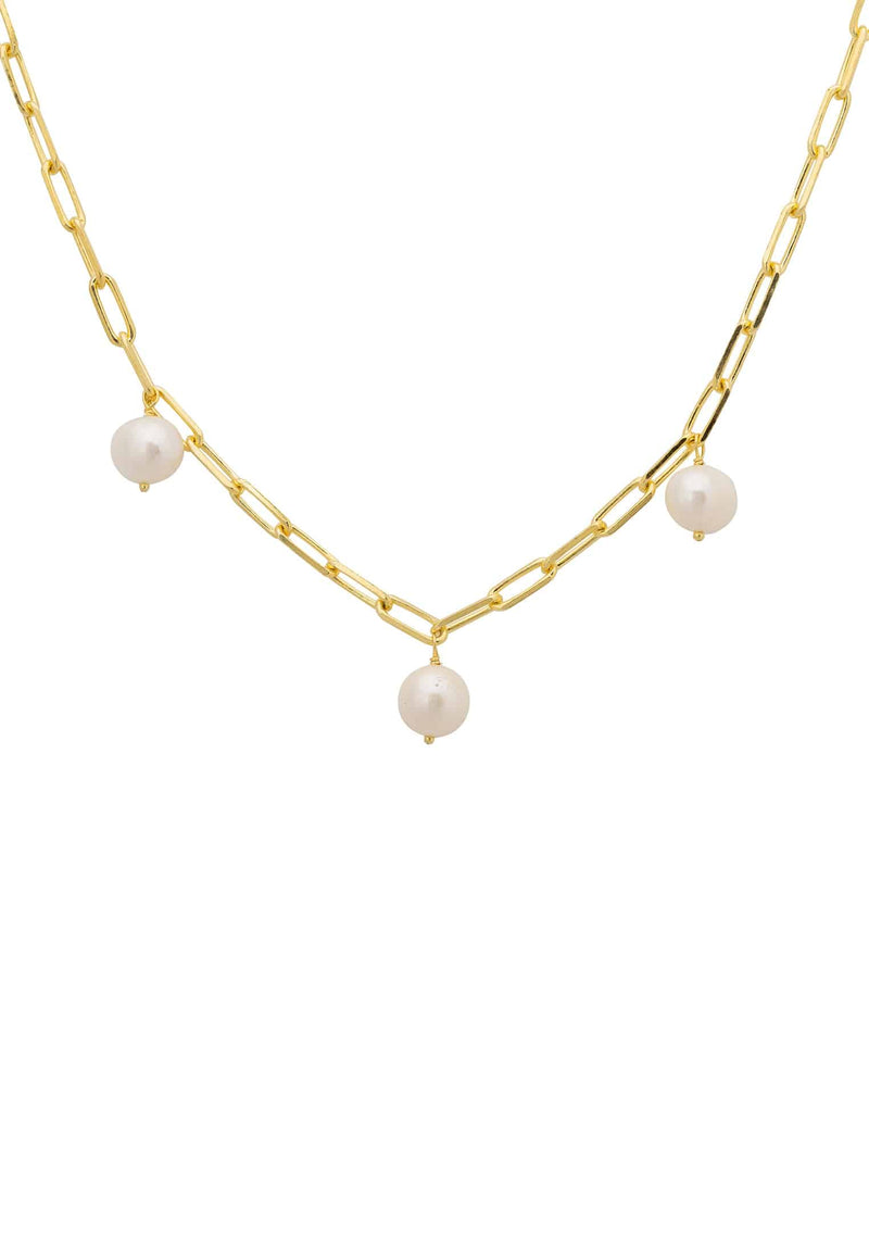 Amelia Three Pearl Necklace Gold