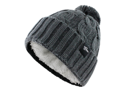Fear0 Plush Insulated Extreme Cold Gear Womens Black Cuff Knit Pom Beanie Hat