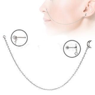 316L Stainless Steel Moon Chain Nose + Cartilage Earring