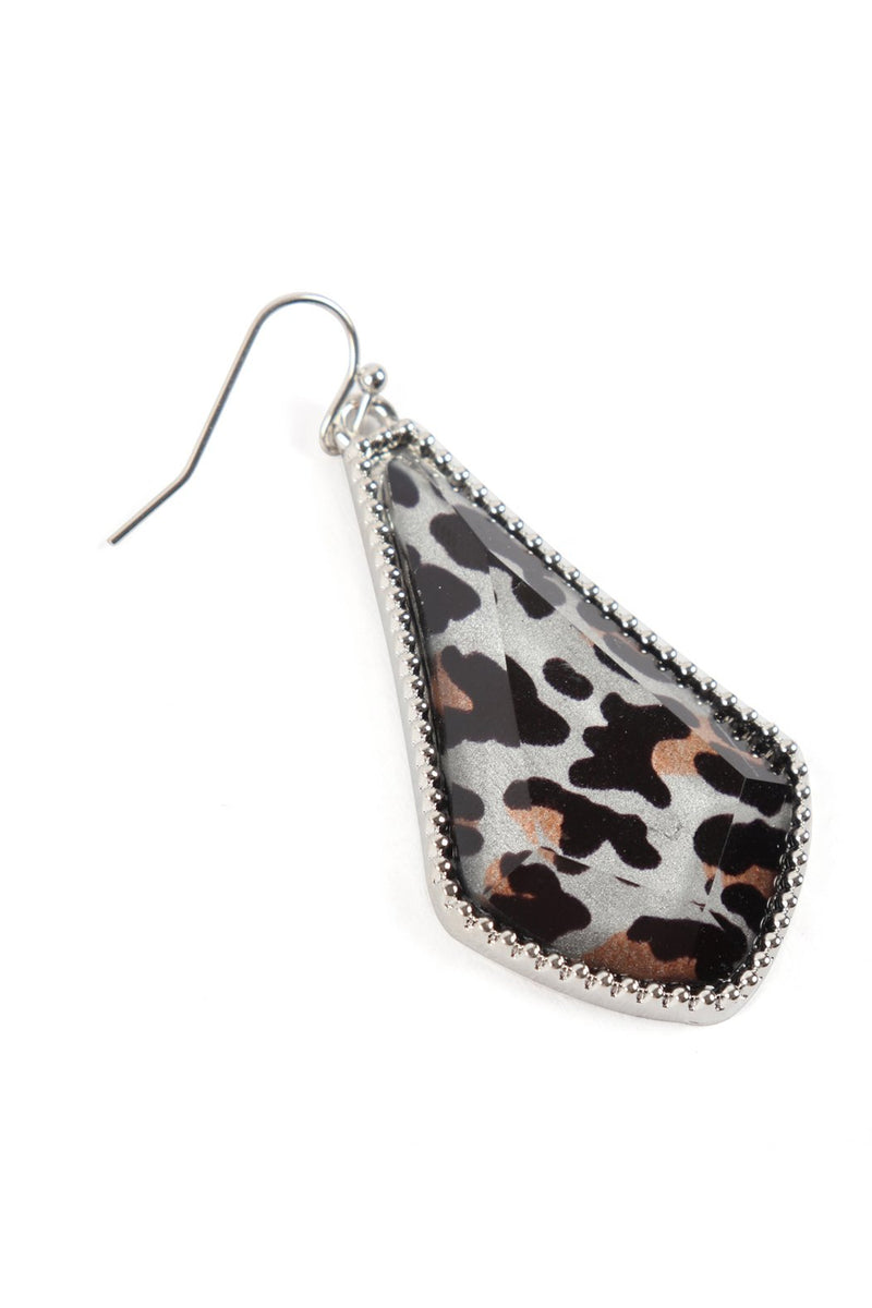 Gold Leopard Teardrop Fish Hook Earrings