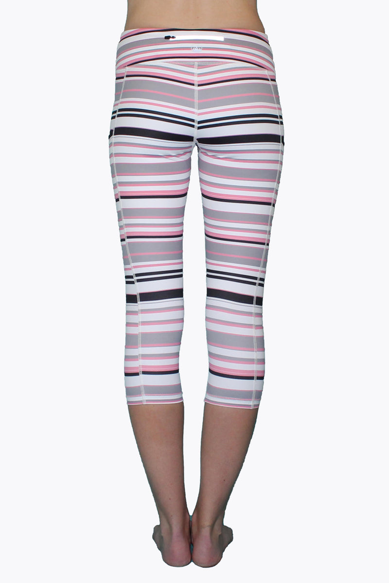Pink Gray & Black Stripe - Pocket Capri