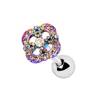 316L Stainless Steel Rainbow PVD Plated Flower Cartilage Earring