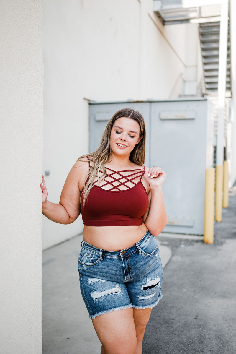 Stay Focused Strappy Bralette- Rust