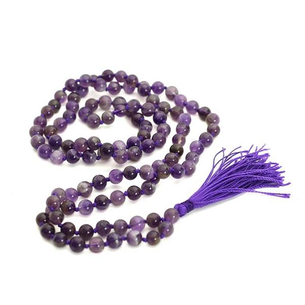 Amethyst Mala Beads Necklace -  Japa Mala - Japa Neklace - Tassel Necklace - 108