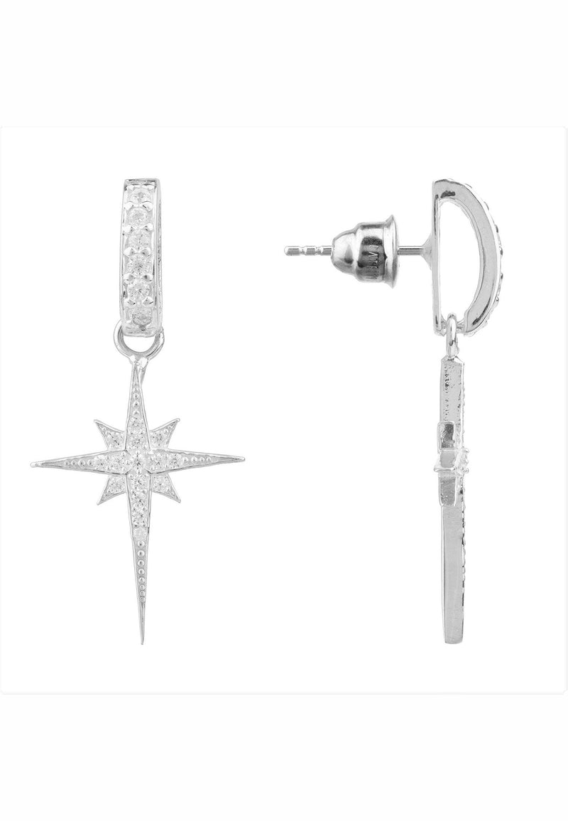 North Star Burst Small Drop Earring Silver