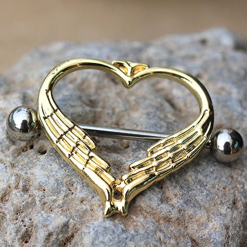 Gold Plated Winged Heart Nipple Shield