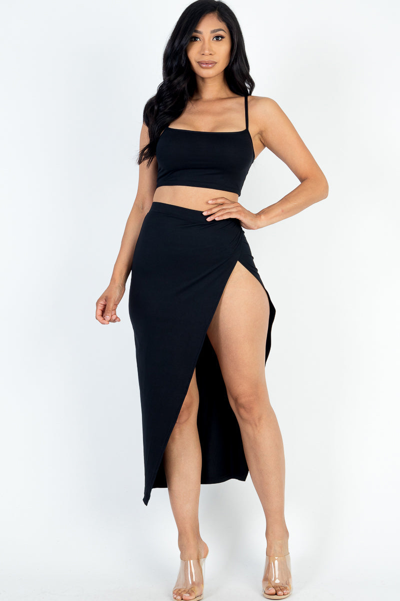 Crop Cami & Split Thigh Maxi Skirt Set (CAPELLA)