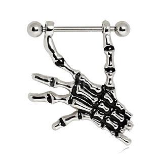 Nipple Ring With Skeleton Hand