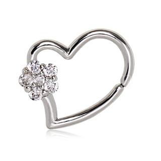 316L Stainless Steel Heart Cartilage Earring With Flower