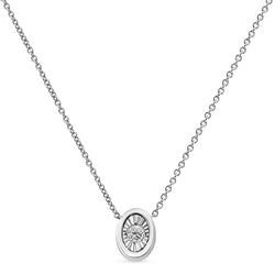 10K White Gold 1/10 Cttw Miracle Set Round-Cut Diamond Square Shape 18" Pendant Necklace (H-I Color, SI2-I1 Clarity)