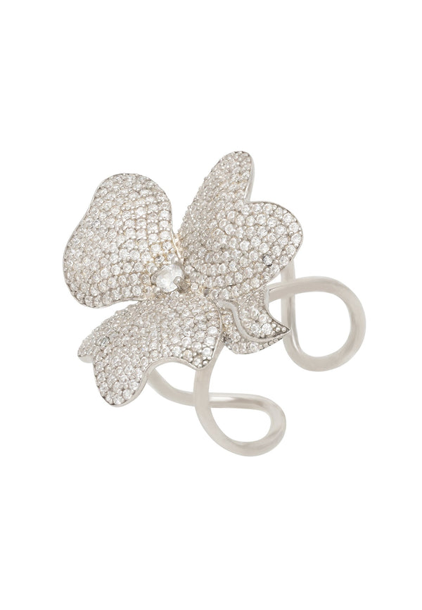 Flower Cocktail Ring Silver