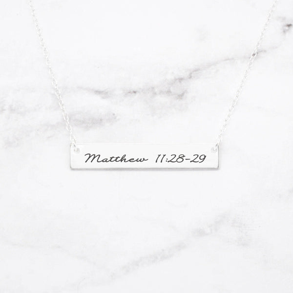 Bible Verse Necklace - Sterling Silver Bar Necklace