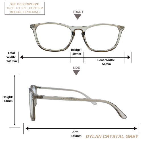 Dylan | Crystal Grey | Blue Light Blocking Glasses