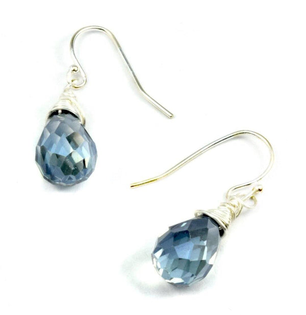 Blue Faceted Crystal Earrings