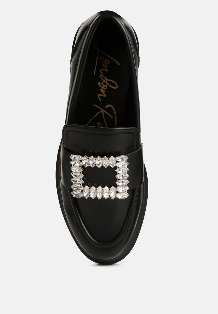 Bossi Faux Leather Loafers With Buckle Embellishment