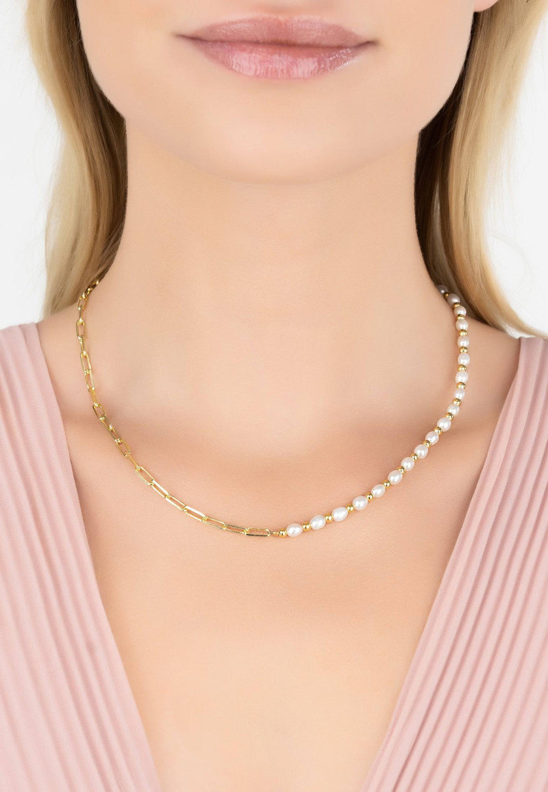 Petite Pearl Strand Necklace Rosegold