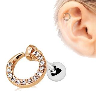 Rose Gold Jeweled Circular Ring Cartilage Earring