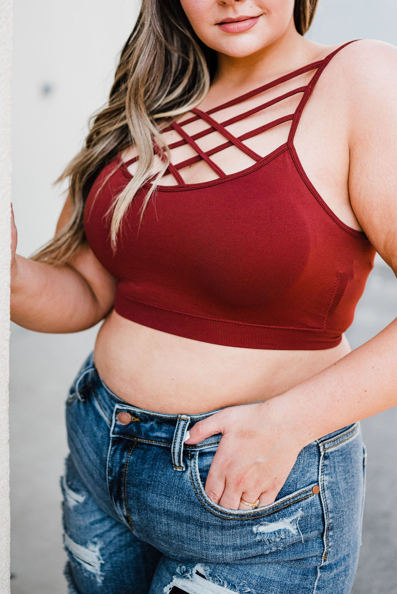 Stay Focused Strappy Bralette- Rust