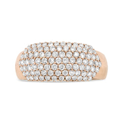 18K Rose Gold 1.00 Cttw Diamond Multi Row Dome Band Ring (F-G Color, VS1-VS2 Clarity) - Ring Size 7