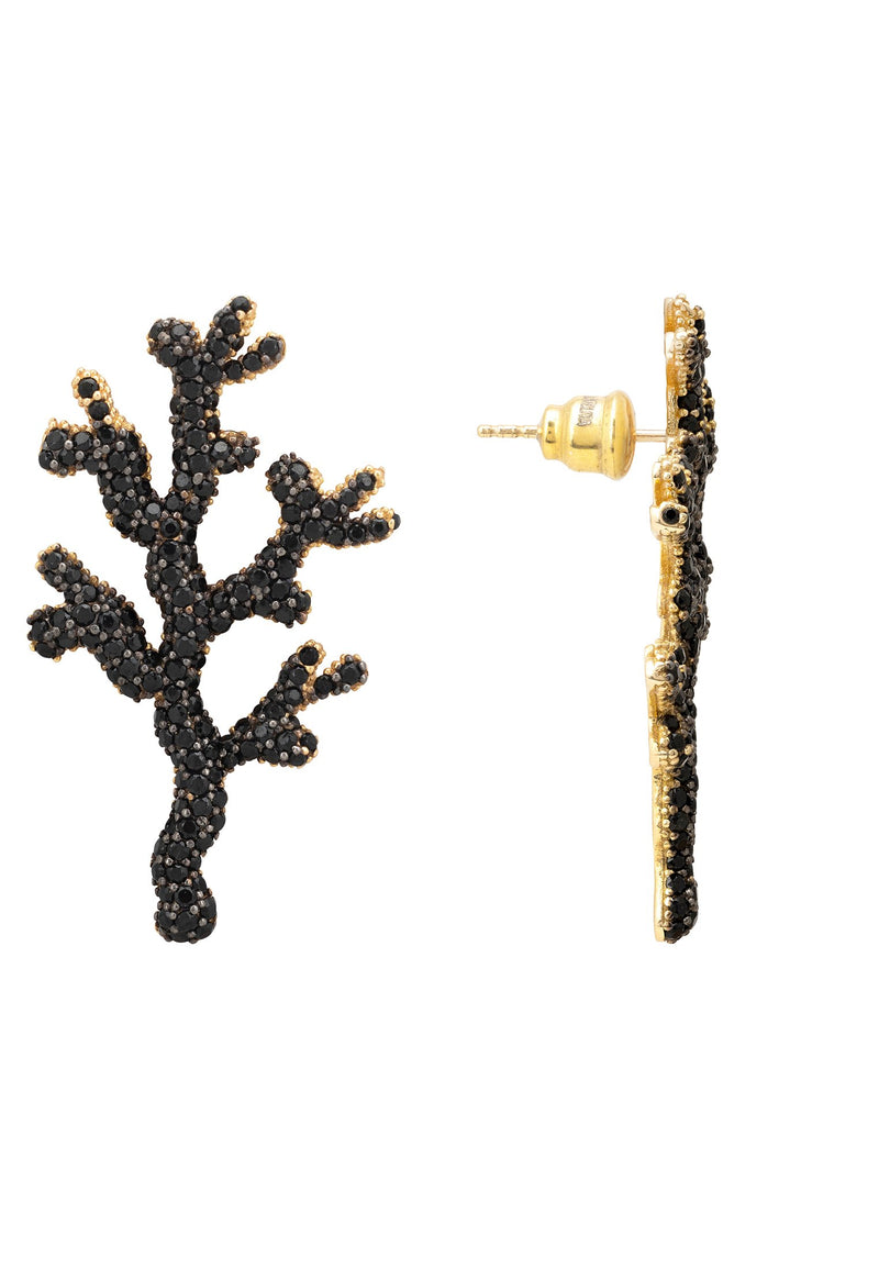 Coral Reef Earrings Black CZ