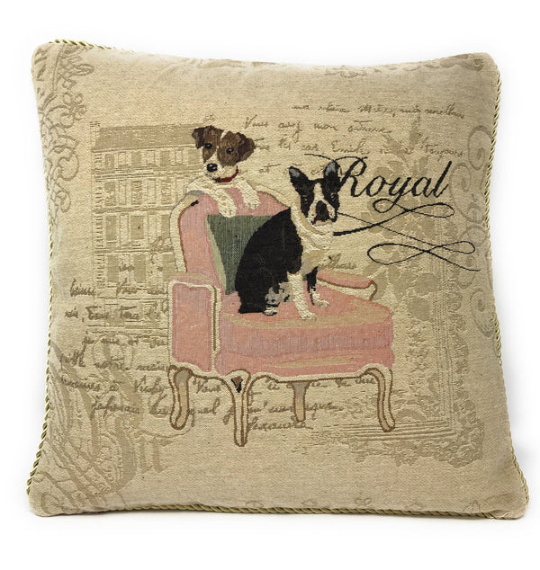 DaDa Bedding Royal Dogs French Bulldog Beagle Throw Pillow Cushion Cover, 1-Piece 18"