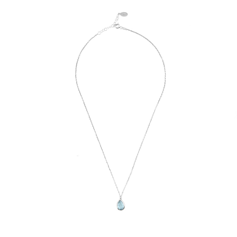 Pisa Mini Teardrop Necklace Silver Blue Topaz