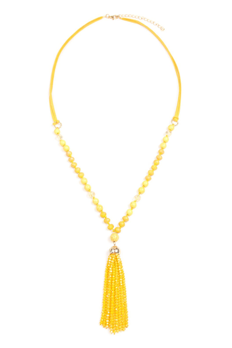 Hdn2237 - Beaded Tassel Pendant Necklace