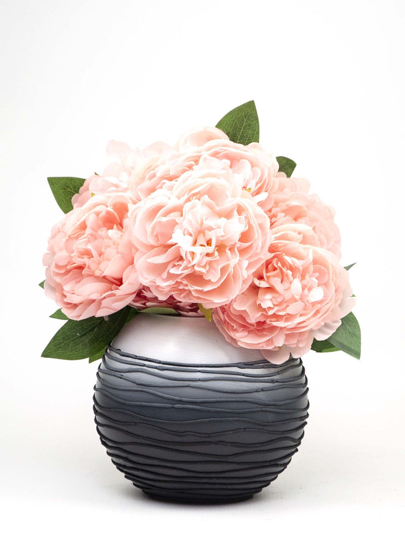 Handpainted Glass Vase for Flowers | Painted Art Glass Round Waves Vase | Interior Design Home Room Decor | Table Vase 6