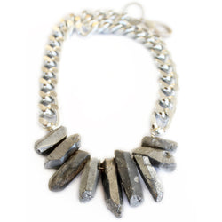 Rocked Up Crystal Quartz Necklace - Silver