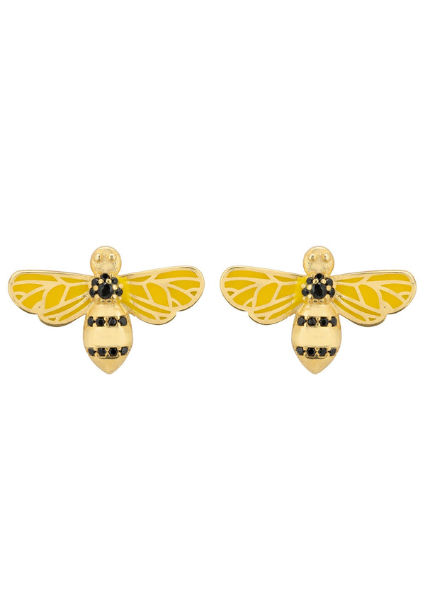 Enamel Bee Stud Earring Gold