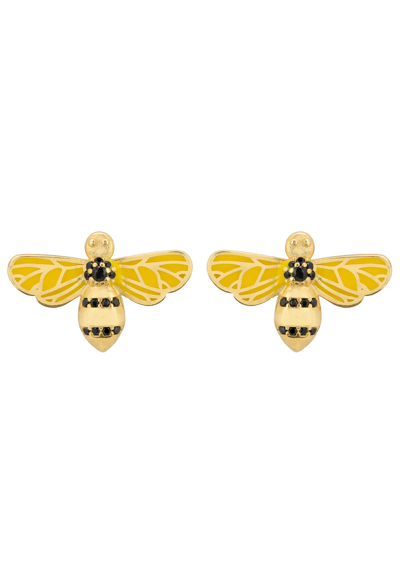 Enamel Bee Stud Earring Gold
