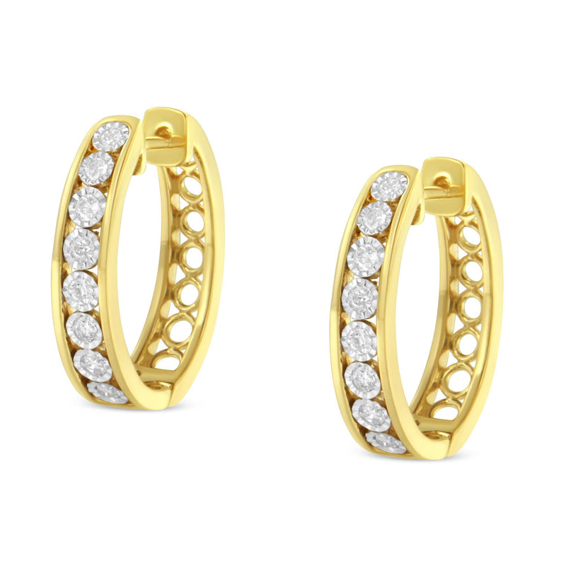 10KT Two-Tone Gold Diamond Hoop Earring (1/2 Cttw, J-K Color, I2-I3 Clarity)
