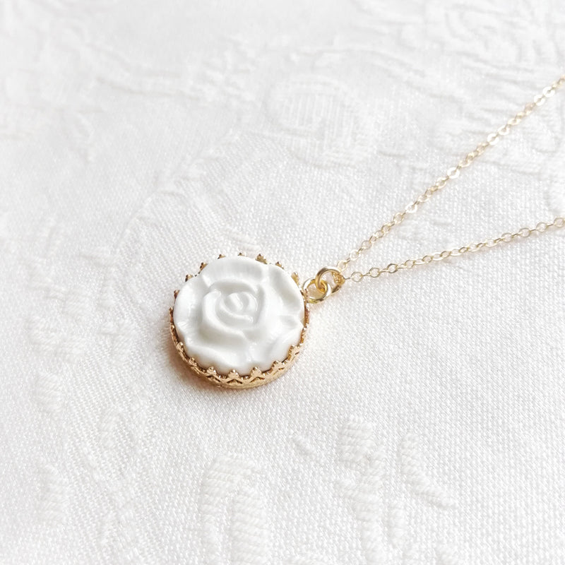 Porcelain Moonlight Rose Gold-Filled Pendant Necklace