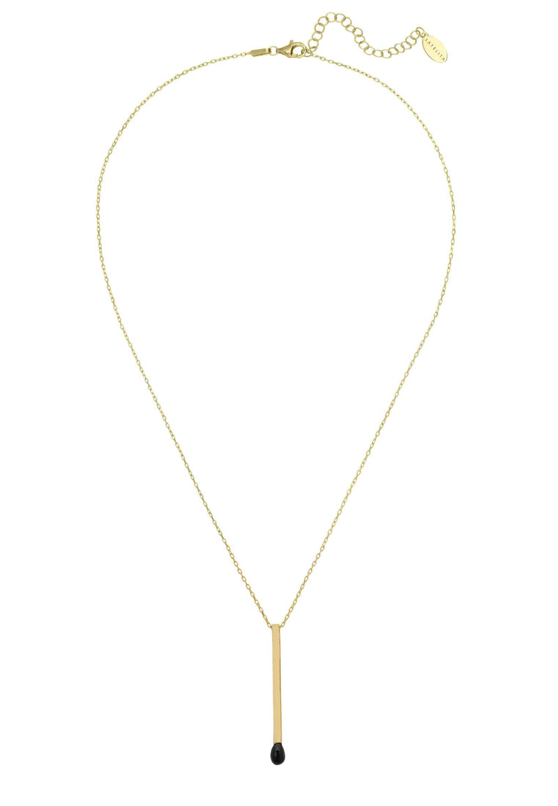 Matchstick Pendant Necklace Gold