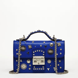 The Hollywood Studded Leather Crossbody Bag Cobalt Blue