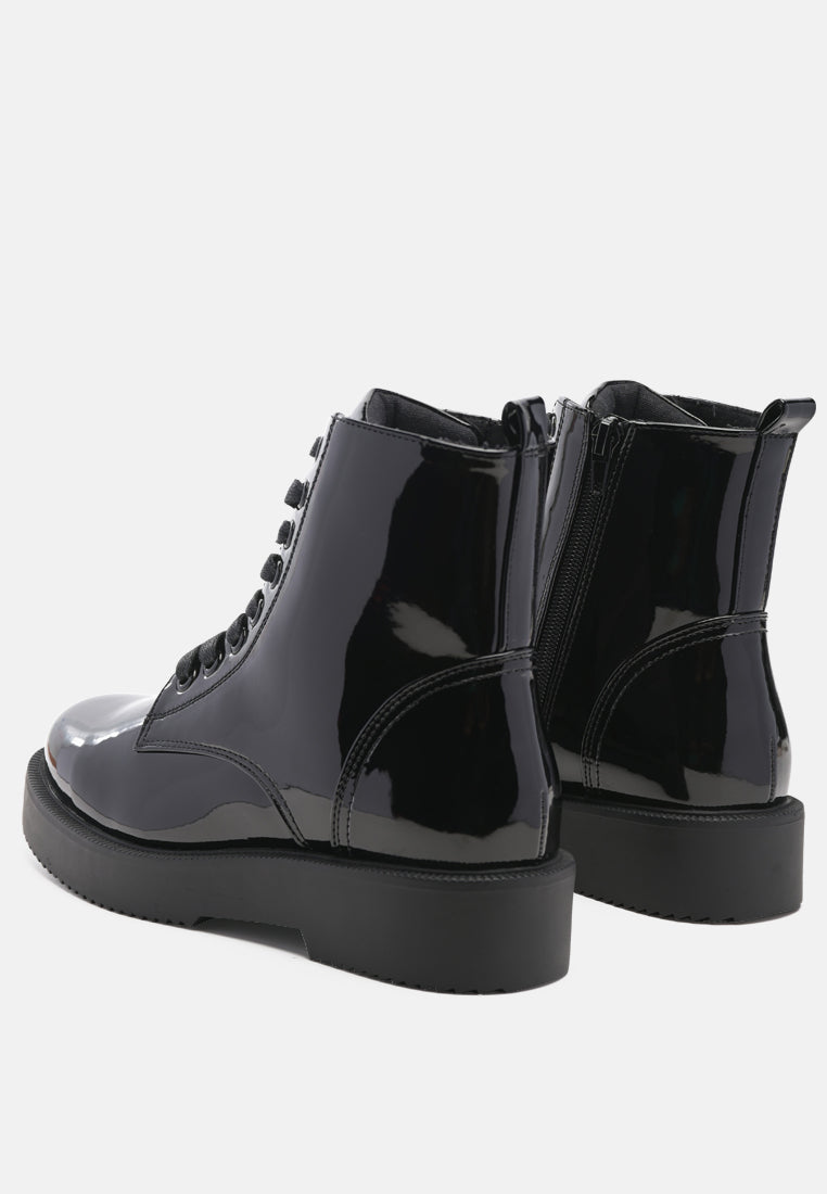 Rubble Statement Pu Lace Up Ankle Boots